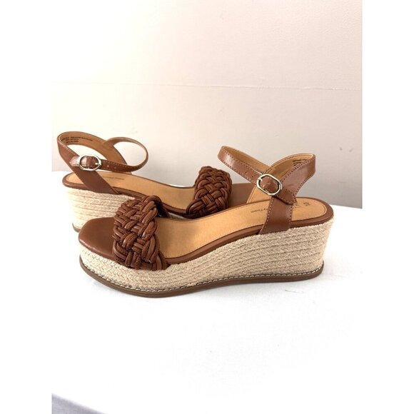 Y2K Brown Platform Sandals 10 Braided Strap Chunky Heel Boho Indie Coastal - Picture 10 of 15